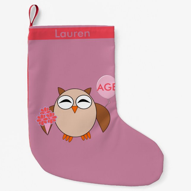Custom Age Birthday Owl Stocking (Front)