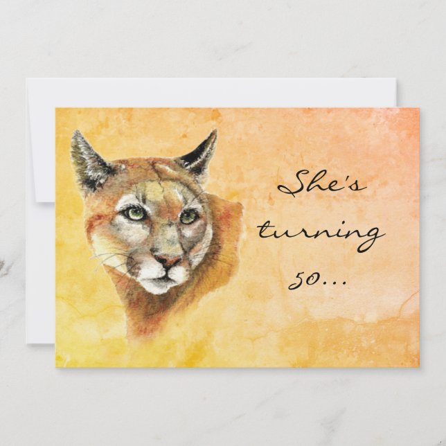 Custom Age Birthday Party Invite Cougar Humour (Front)
