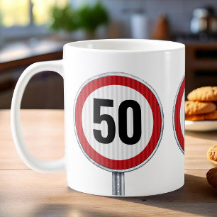 CUSTOM AGE birthday with traffic sign Coffee Mug