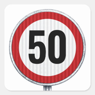 Custom AGE birthday with traffic sign Square Sticker