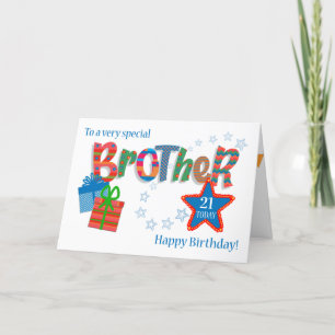 Custom Age Brother's Birthday Stars and Gifts Card