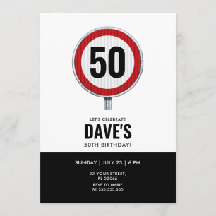 Custom age circular traffic sign birthday party  invitation