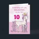 Custom Age Daughter Birthday Pink Horse With Crown Card<br><div class="desc">A sweet pink pony just like your daughter is prancing with the number ten! Gold looking details are woven in her mane and tail. Perfect card to wish your daughter her birthday!
(Digitally rendered golden looking color)</div>