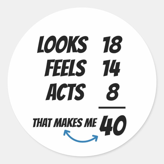 Custom Age Equation Funny Personalised Birthday  Classic Round Sticker (Front)