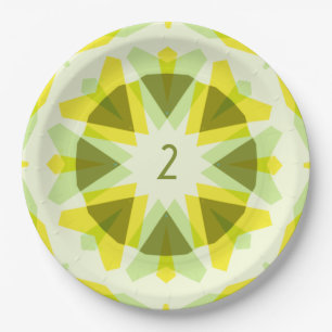 Custom Age Fun Bright Yellow Green Birthday Star Paper Plate
