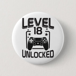 Custom Age Level 18 Unlocked Birthday Gamer  6 Cm Round Badge