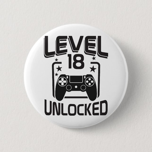 Custom Age Level 18 Unlocked Birthday Gamer  6 Cm Round Badge (Front)
