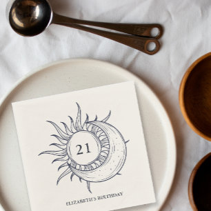 Custom Age Mystic Celestial Moon Birthday Napkin