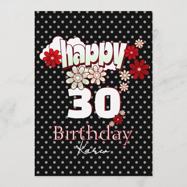 Custom Age & Name Vibrant Birthday Party Invitation (Back)