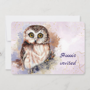 Custom Age Nature, Owl, Bird, Birthday Party Invitation