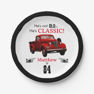 Custom Age Not Old But Classic Red 1939 Truck Paper Plate
