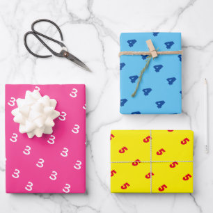 Custom age number colorful kid's Birthday party Wrapping Paper Sheet