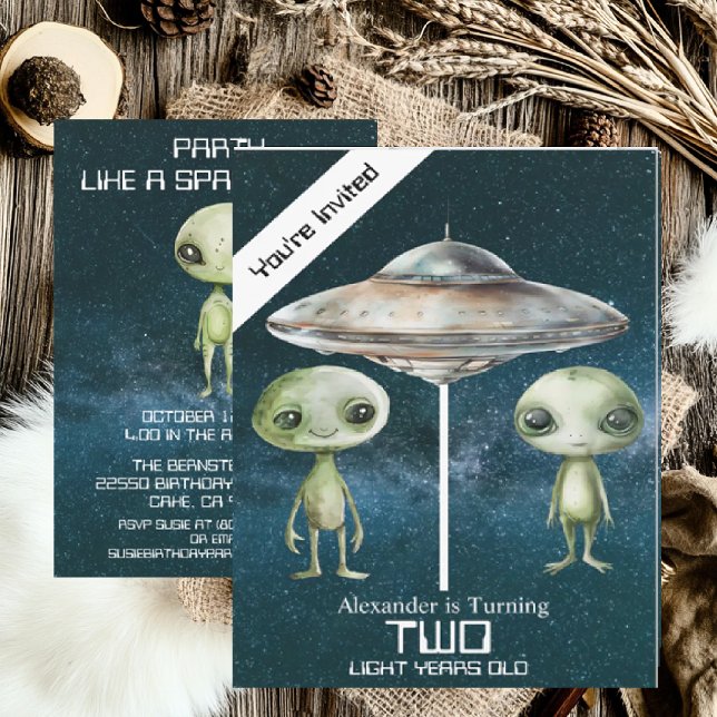 Custom Age Outer Space Alien Birthday Party  Invitation (Creator Uploaded)
