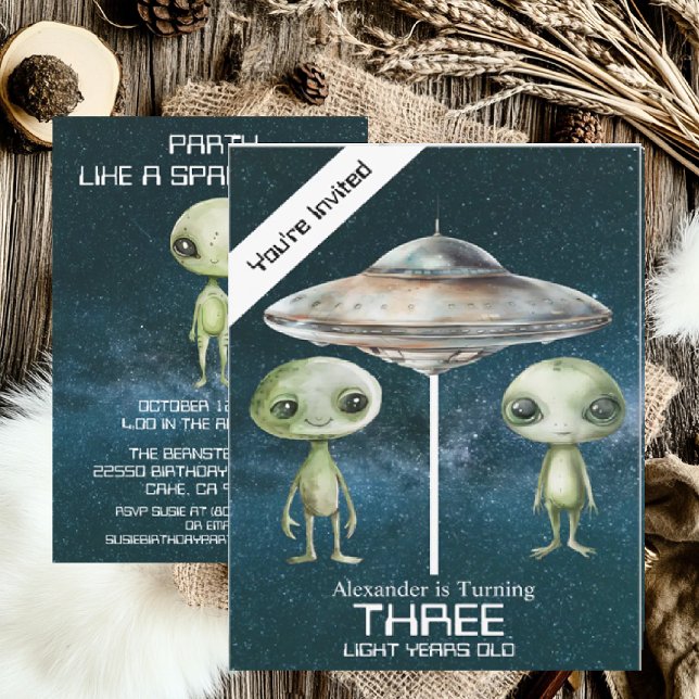 Custom Age Outer Space Alien Birthday Party  Invitation (Creator Uploaded)