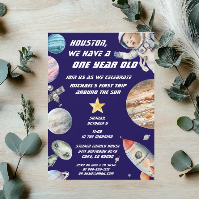 Custom Age Outer Space Astronaut Birthday  Invitation (Creator Uploaded)