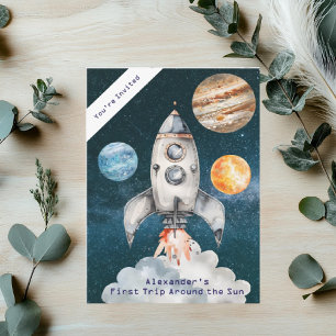 Custom Age Outer Space Birthday Party Invitation