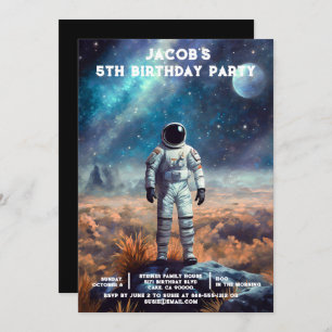 Custom Age Outer Space Birthday Party Invitations