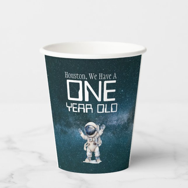 Custom Age Outer Space Birthday Party Paper Cups (Front)