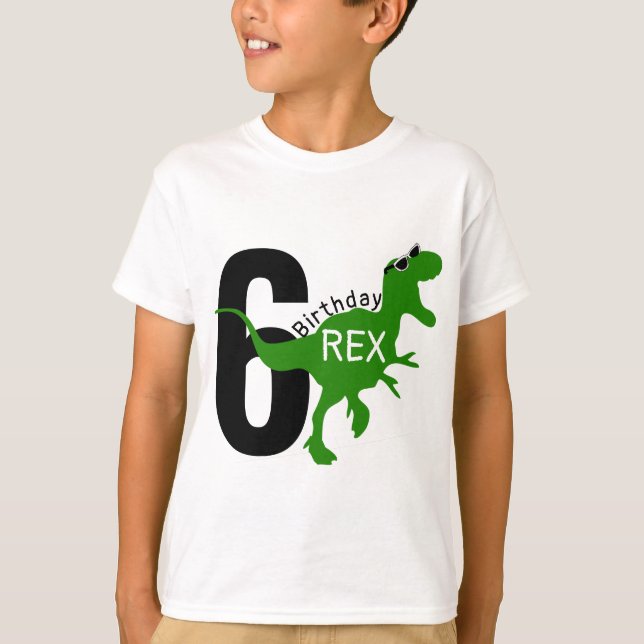Custom Age Personalised Birthday Dinosaur T-Shirt (Front)