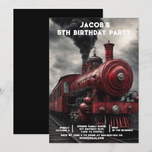 Custom Age Train Birthday Party Invitations