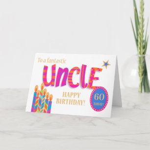 Custom Age Uncle's Birthday Candles and Star Card