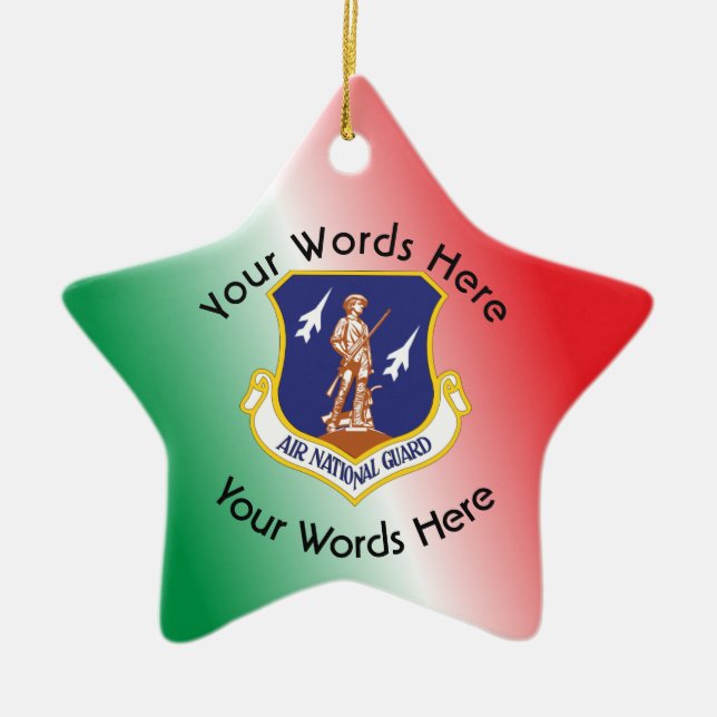 Custom Air National Guard Shield Ceramic Tree Decoration (Front)