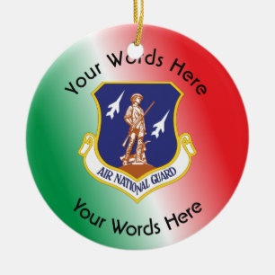 Custom Air National Guard Shield Ceramic Tree Decoration
