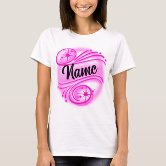 Custom Airbrushed Personalised Name Pink T-Shirt