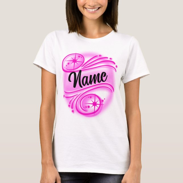 Custom Airbrushed Personalised Name Pink T-Shirt (Front)