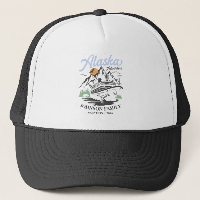 Custom Alaska Cruise Family Friends Group Matching Trucker Hat (Front)