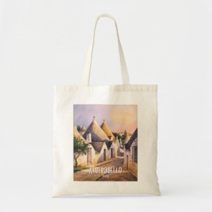 Custom Alberobello Trulli House Italy Watercolor Tote Bag