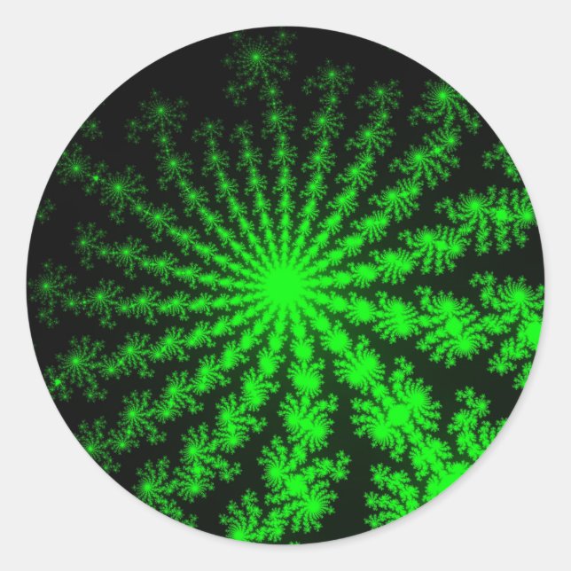 Custom Alien Fractal Burst Large Round Stickers (Front)