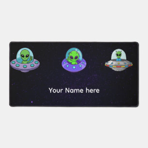 Custom Alien UFO Name Desk Mat Personalised