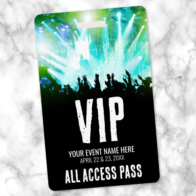 Custom All Access Pass Concert VIP ID Badge (Custom Name All Access VIP Concert Badge)