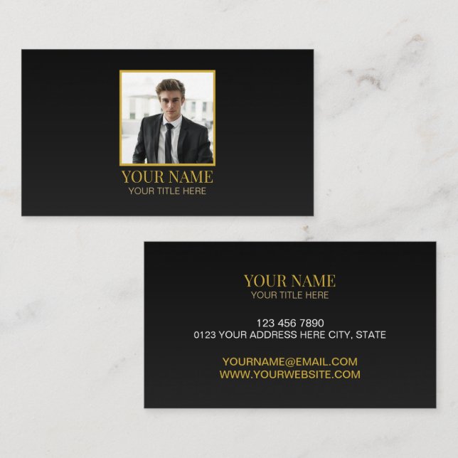 Custom All Black and Gold Best Luxury Photo Name Business Card (Front/Back)