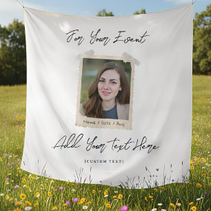 Custom All Events Banner, Minimalist Photo & Text  Tapestry