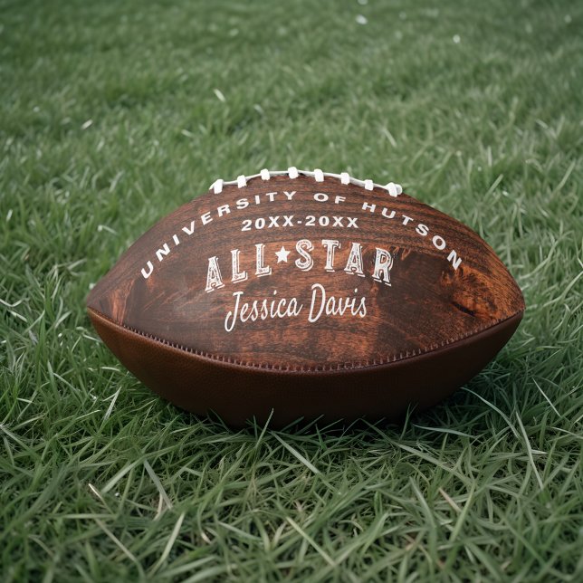 Custom All-Star Player Collage Photos Woodgrain Football (Custom All-Star Player Collage Photos Woodgrain Football)