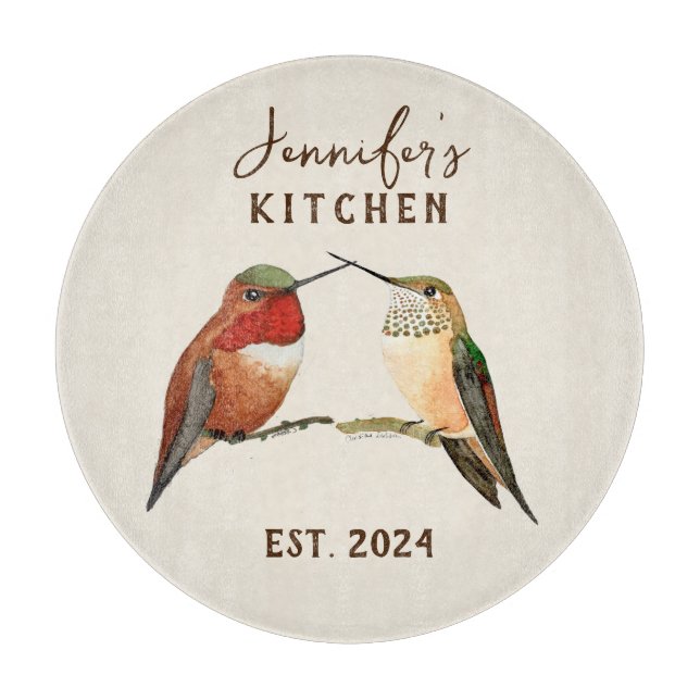 Custom Allen's Hummingbirds Notepad Cutting Board (Front)