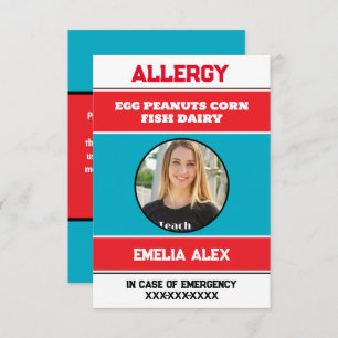 Custom Allergy Alert Chef Card With Photo