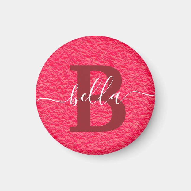 Custom Alphabets Letters With Pink Background  Magnet (Front)