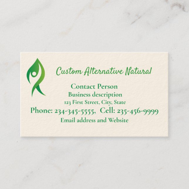 Custom Alternative Natural Health Pain Therapeutic Business Card (Front)