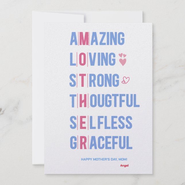 Custom Amazing Mum Qualities Card for Mother's Day (Front)