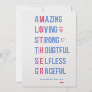 Custom Amazing Mum Qualities Card for Mother's Day