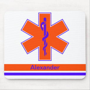Custom Ambulance Orange and Blue Star of Life Mouse Pad