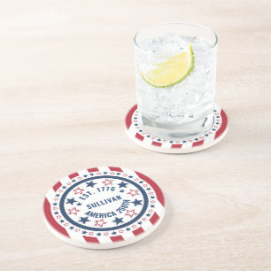 Custom America 250 Vintage Patriotic Flag Coaster