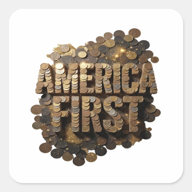 Custom AMERICA FIRST Decal Art Square Sticker (Front)