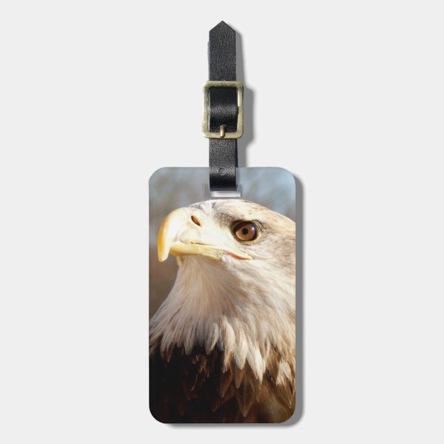 Custom American Bald Eagle Profile Luggage Tag (Front Vertical)