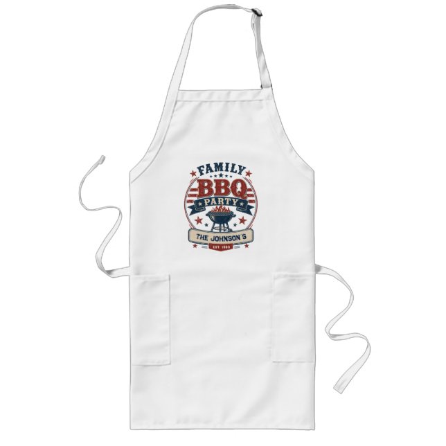 Custom American Family BBQ Party  Long Apron (Front)