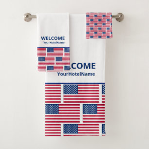 Custom American Flag Hotel Bath Towel Set