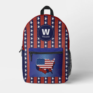 Custom American Flag Monogram Backpack 